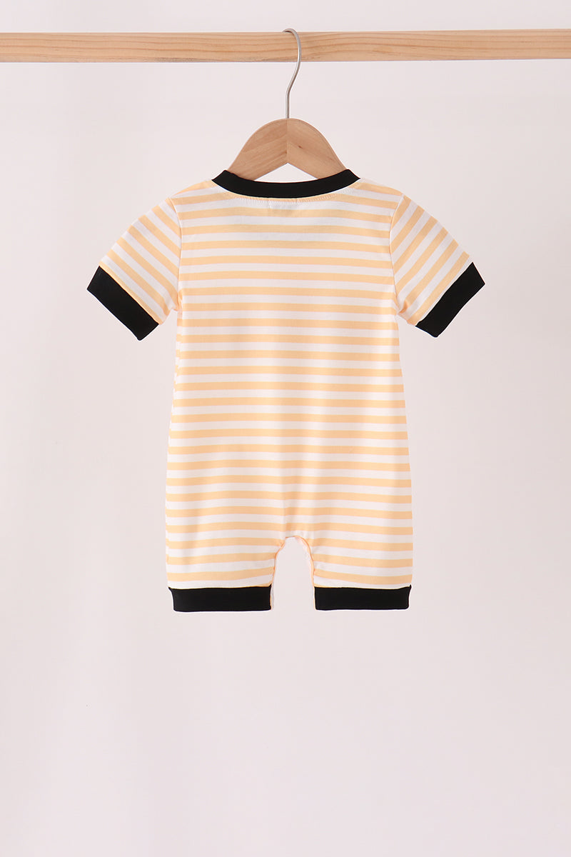 Striped Pumpkin Embroidery Romper - Sweet Baby Boy Fall Style