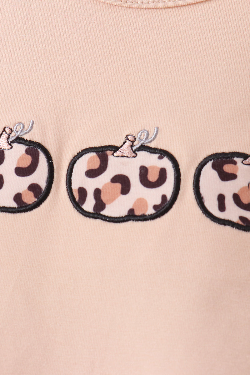 Leopard Pumpkin Appliqué Skort Set - Sweet Fall Style for Girls