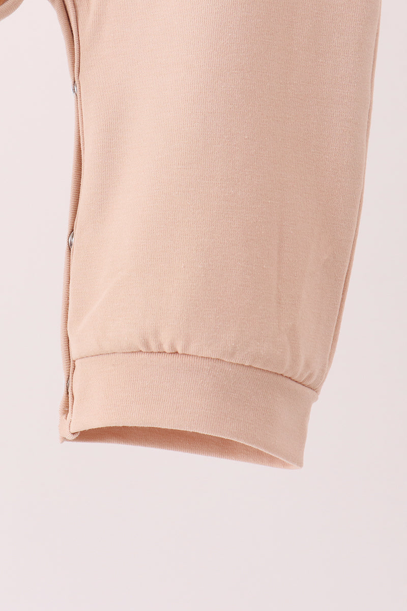 Tan Pumpkin Embroidery Romper - Sweet Fall Style for Baby Girls