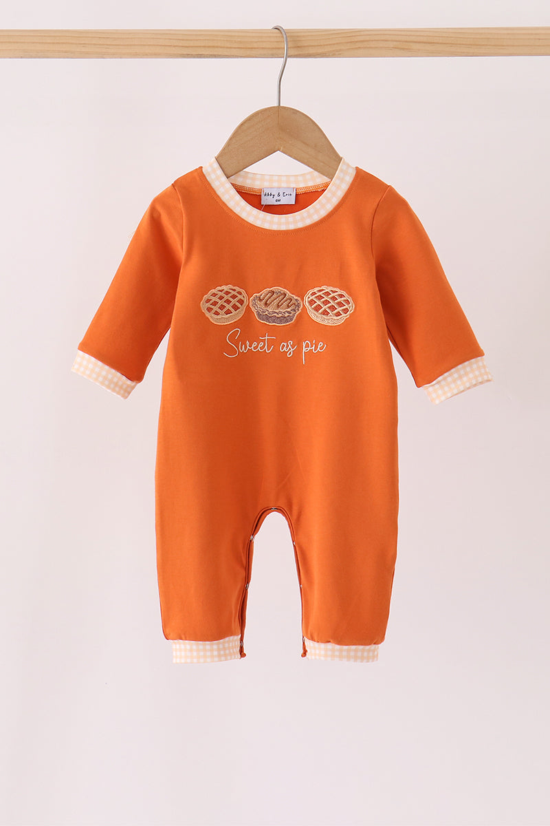 Sweet as Pie Embroidered Romper - Cozy Thanksgiving Style for Little Ones