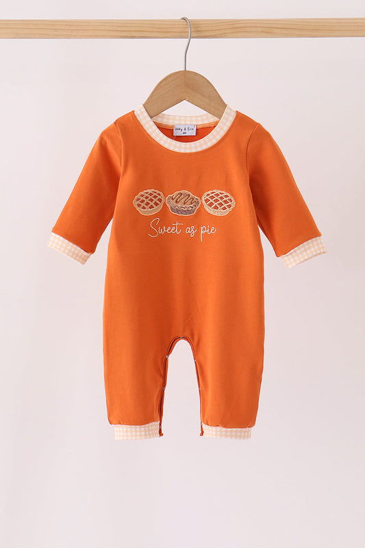 Sweet as Pie Embroidered Romper - Cozy Thanksgiving Style for Little Ones