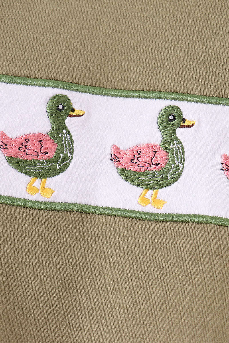 Green Mallard Embroidered Pants Set - Sweet Outdoorsy Style for Little Boys