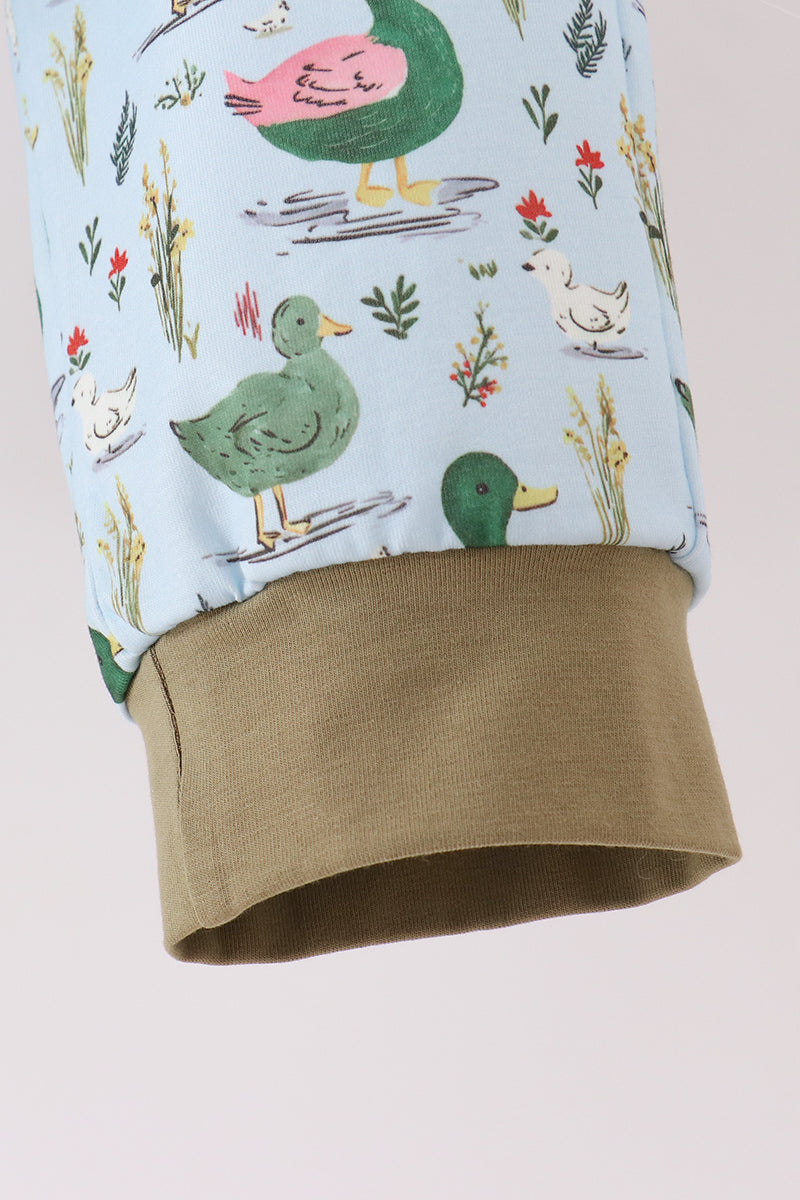 Green Mallard Embroidered Pants Set - Sweet Outdoorsy Style for Little Boys