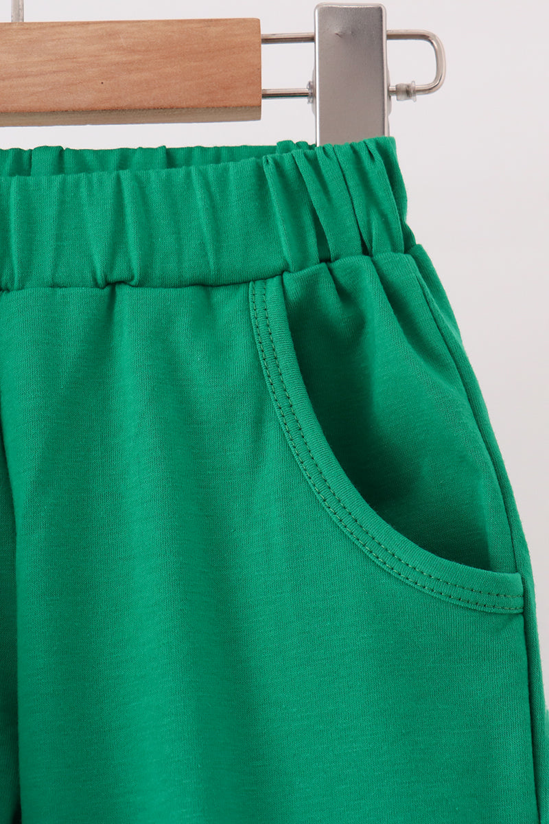 Green Christmas Tree Embroidered Pants Set - Sweet Holiday Style for Boys