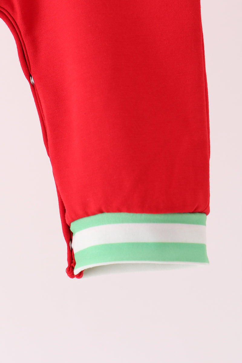 Red Gingerbread Christmas Tree Embroidered Romper - Sweet Holiday Style for Baby Boys