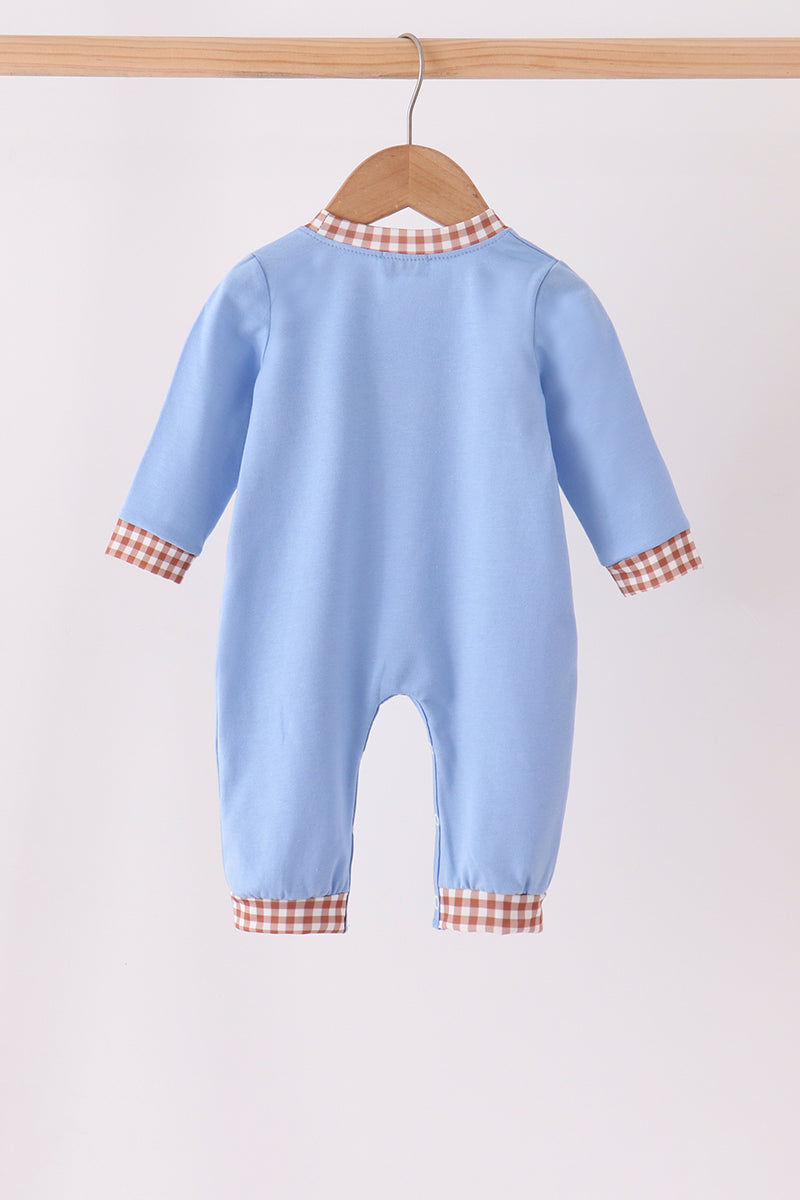 Blue Santa Milk & Cookies Embroidered Romper - Sweet Christmas Style for Baby Boys