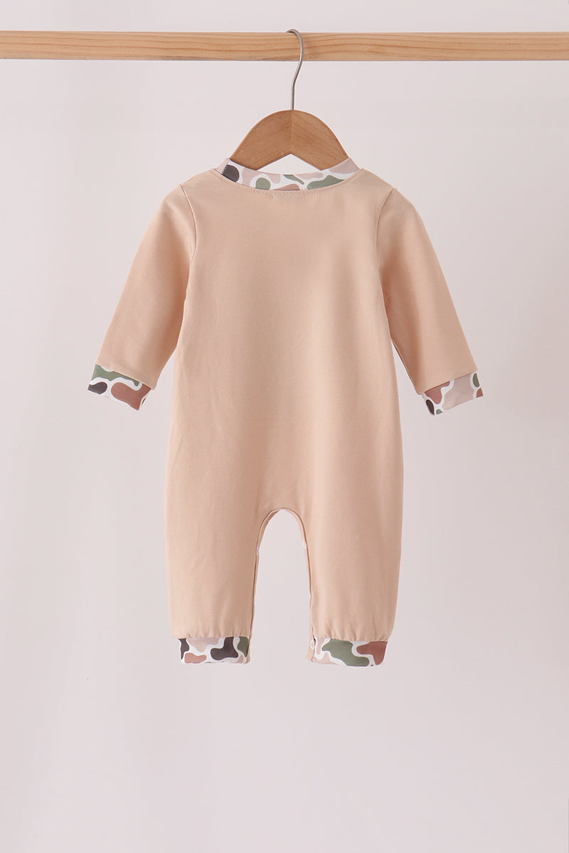 Tan Camo Deer Appliqué Romper - Sweet Outdoorsy Style for Baby Boys