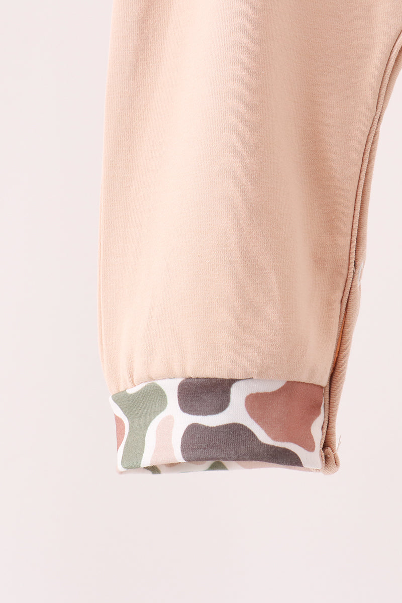 Tan Camo Deer Appliqué Romper - Sweet Outdoorsy Style for Baby Boys