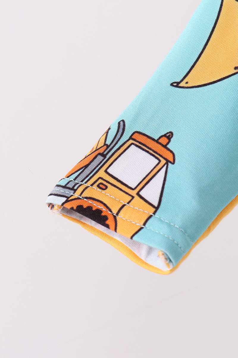 Construction Trucks Bamboo Zipper Romper - Playful Adventures for Baby Boys