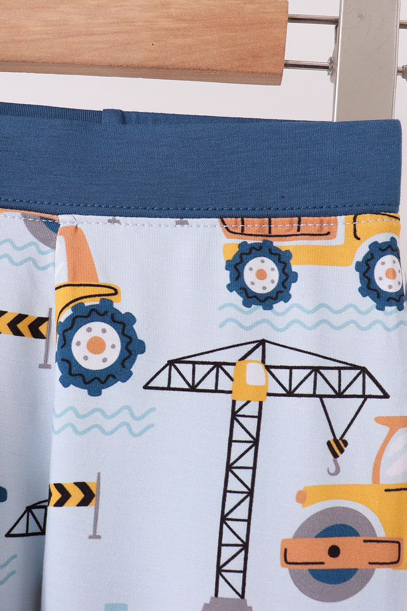 Blue Construction Trucks Bamboo Pajama Set - Sweet Bedtime Comfort for Little Boys
