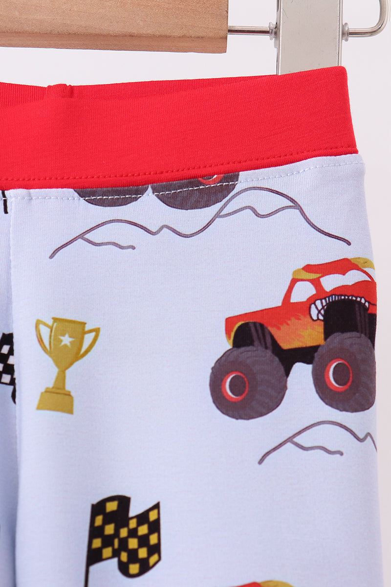 Blue Monster Truck Bamboo Pajama Set - Sweet Bedtime Comfort for Little Boys