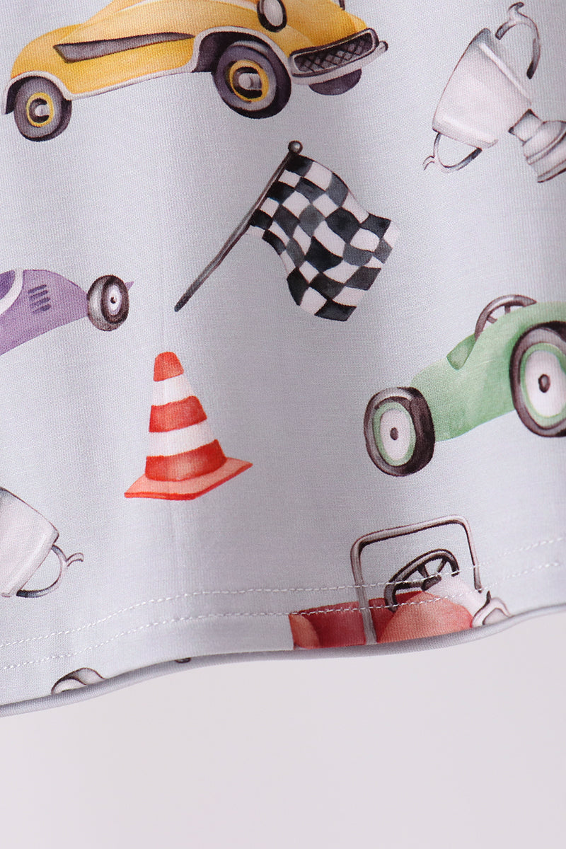 Race Car Bamboo Pajama Set with Black Trim - Sweet Bedtime Comfort for Little Boys