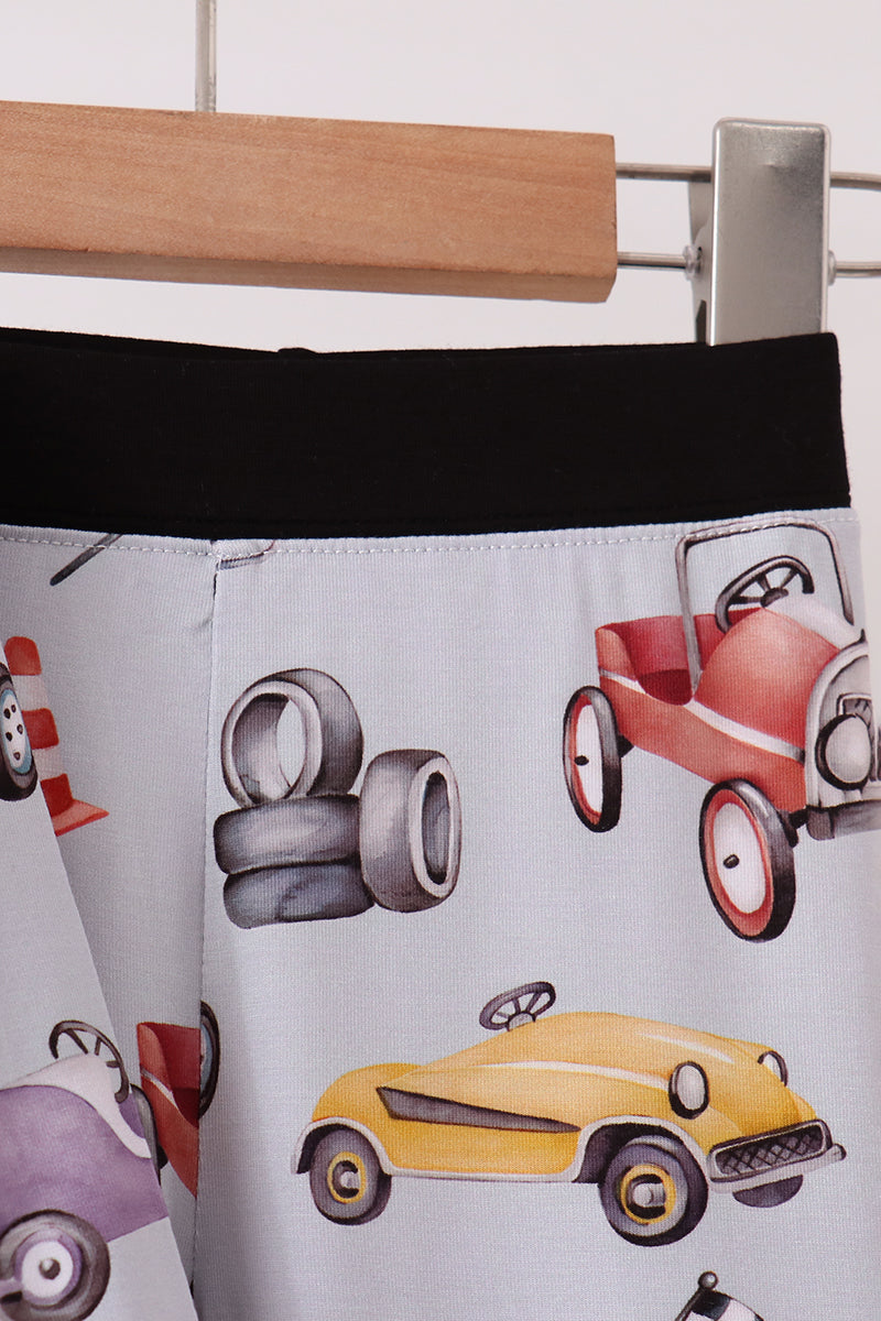 Race Car Bamboo Pajama Set with Black Trim - Sweet Bedtime Comfort for Little Boys