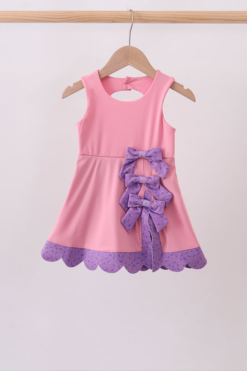 Pink Scalloped Bow Active Dress