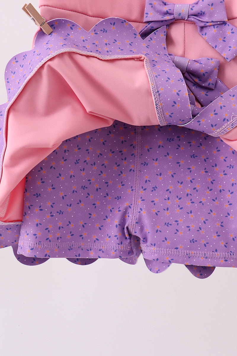 Pink Scalloped Bow Active Dress