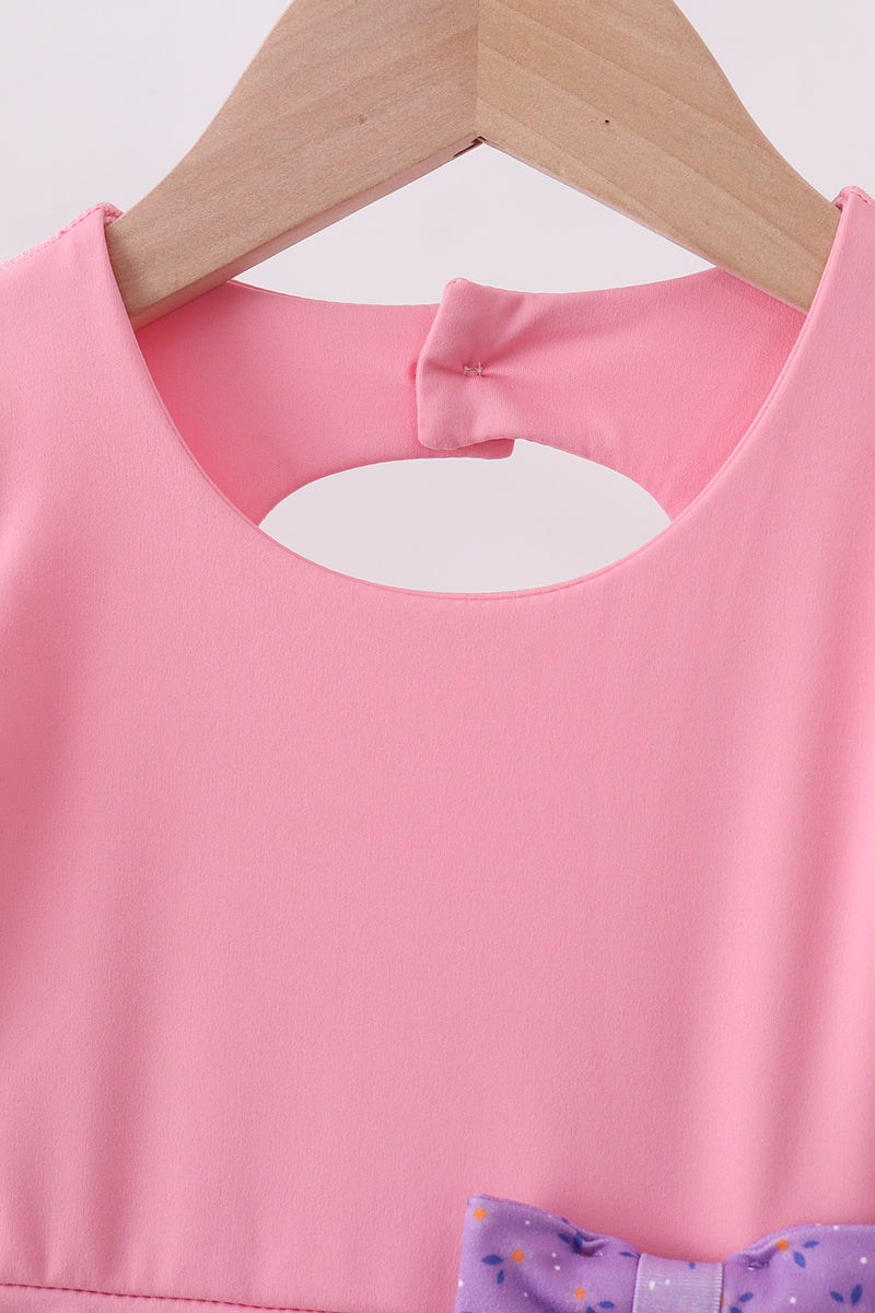Pink Scalloped Bow Active Dress