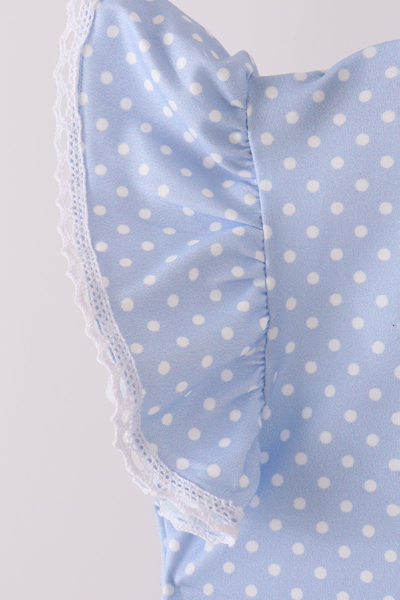 Blue Polka Dot Pocket Ruffle Pants Set - Sweet Style for Girls