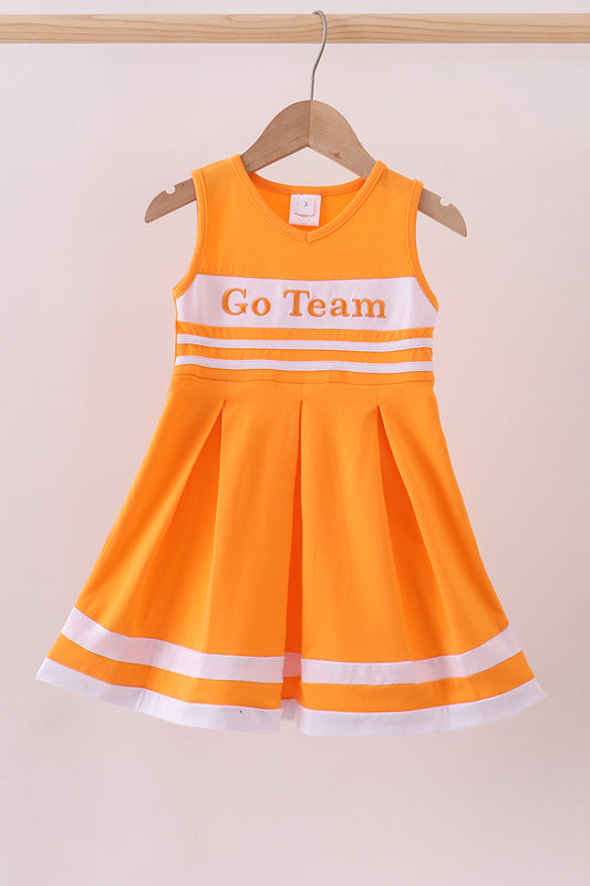 Premium Orange Tennessee Go Team Embroidery Ruffle Dress