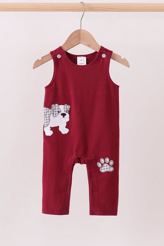 Premium Maroon Georgia Bulldog Applique Jon Jon - Adorable Game Day Style for Little Boys