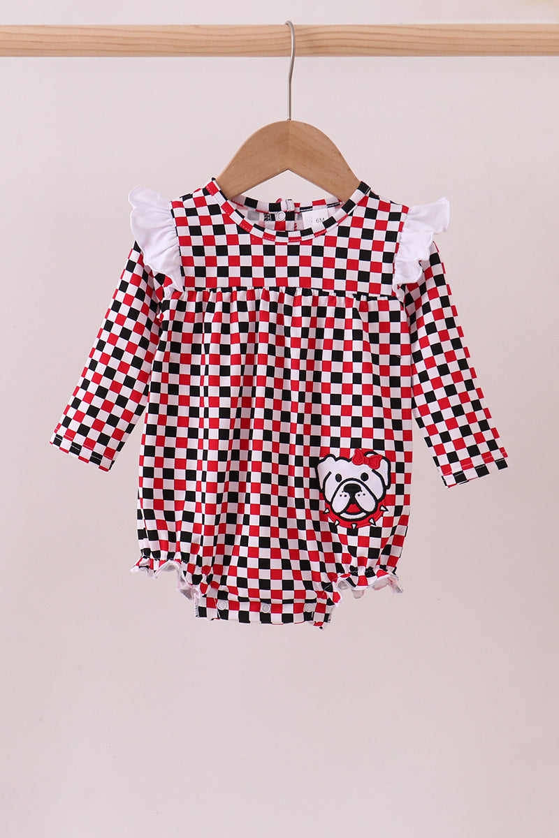 Red Check Georgia Dog Bubble Outfit