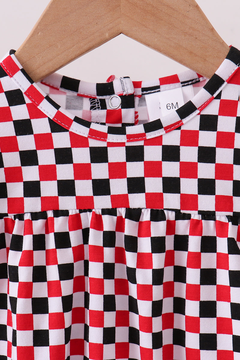 Red Check Georgia Dog Bubble Outfit