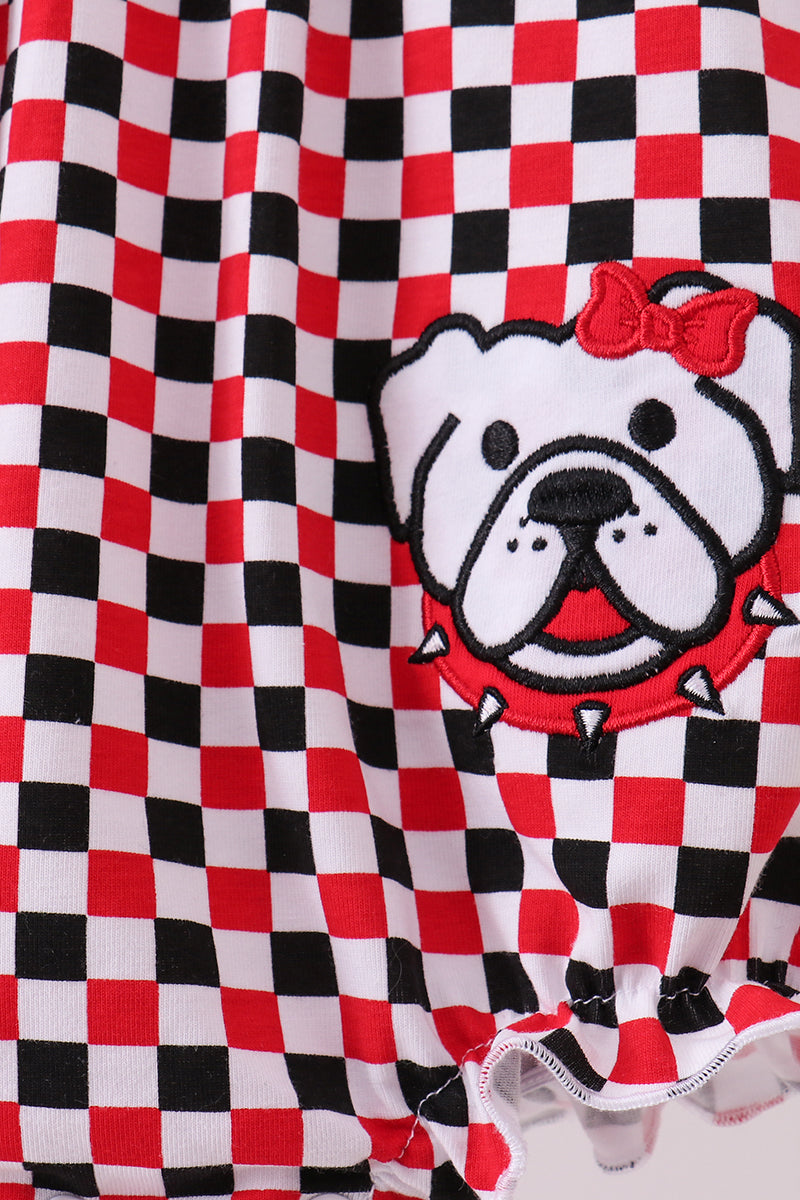Red Check Georgia Dog Bubble Outfit