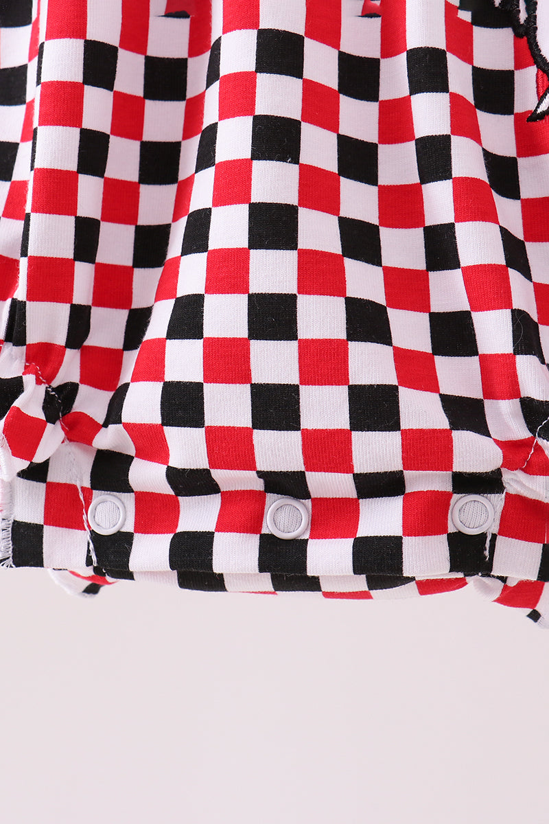 Red Check Georgia Dog Bubble Outfit