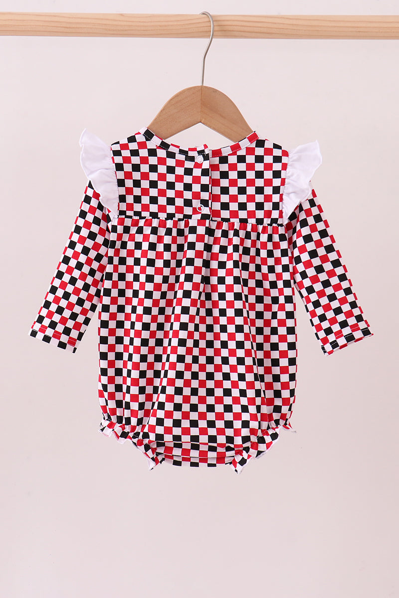 Red Check Georgia Dog Bubble Outfit