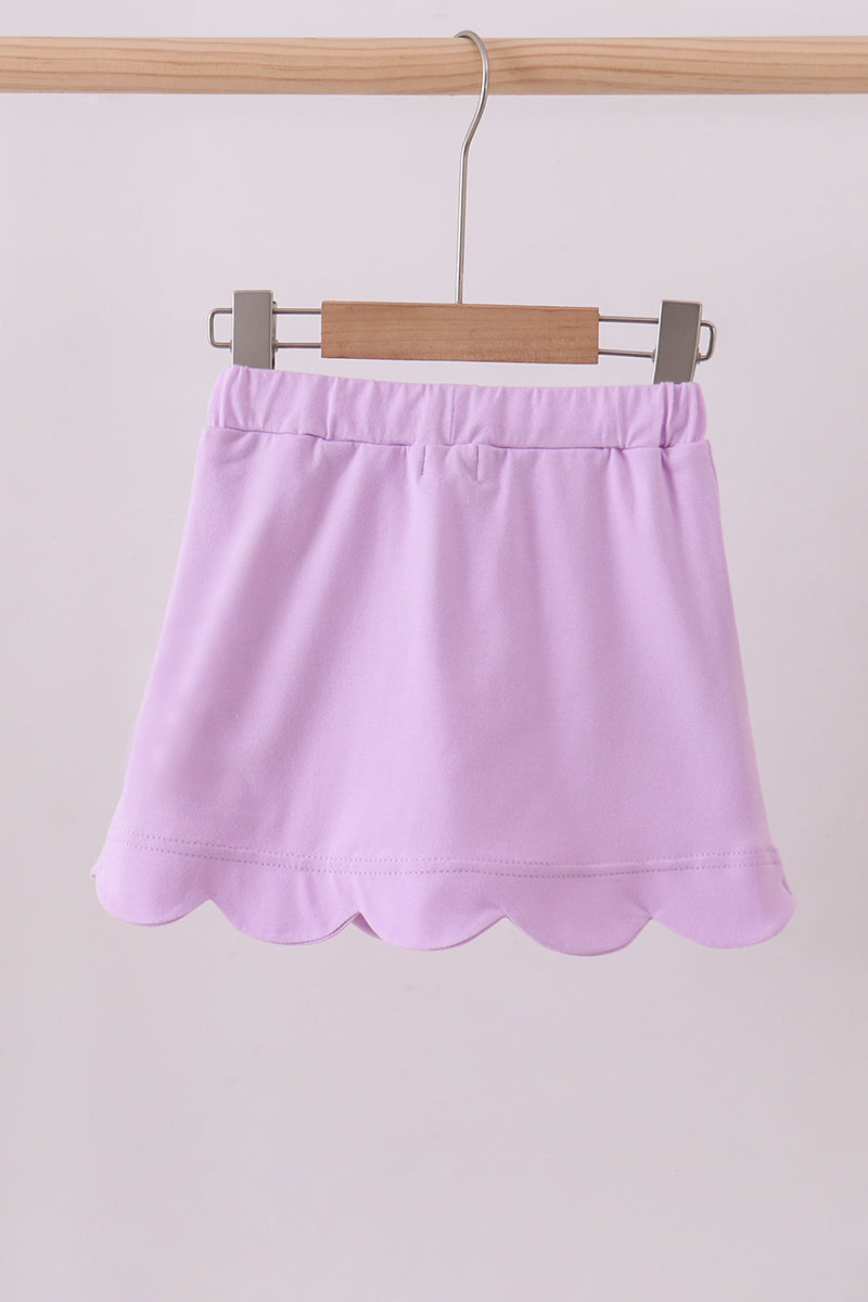 Purple Scallop Hem Bow Skort