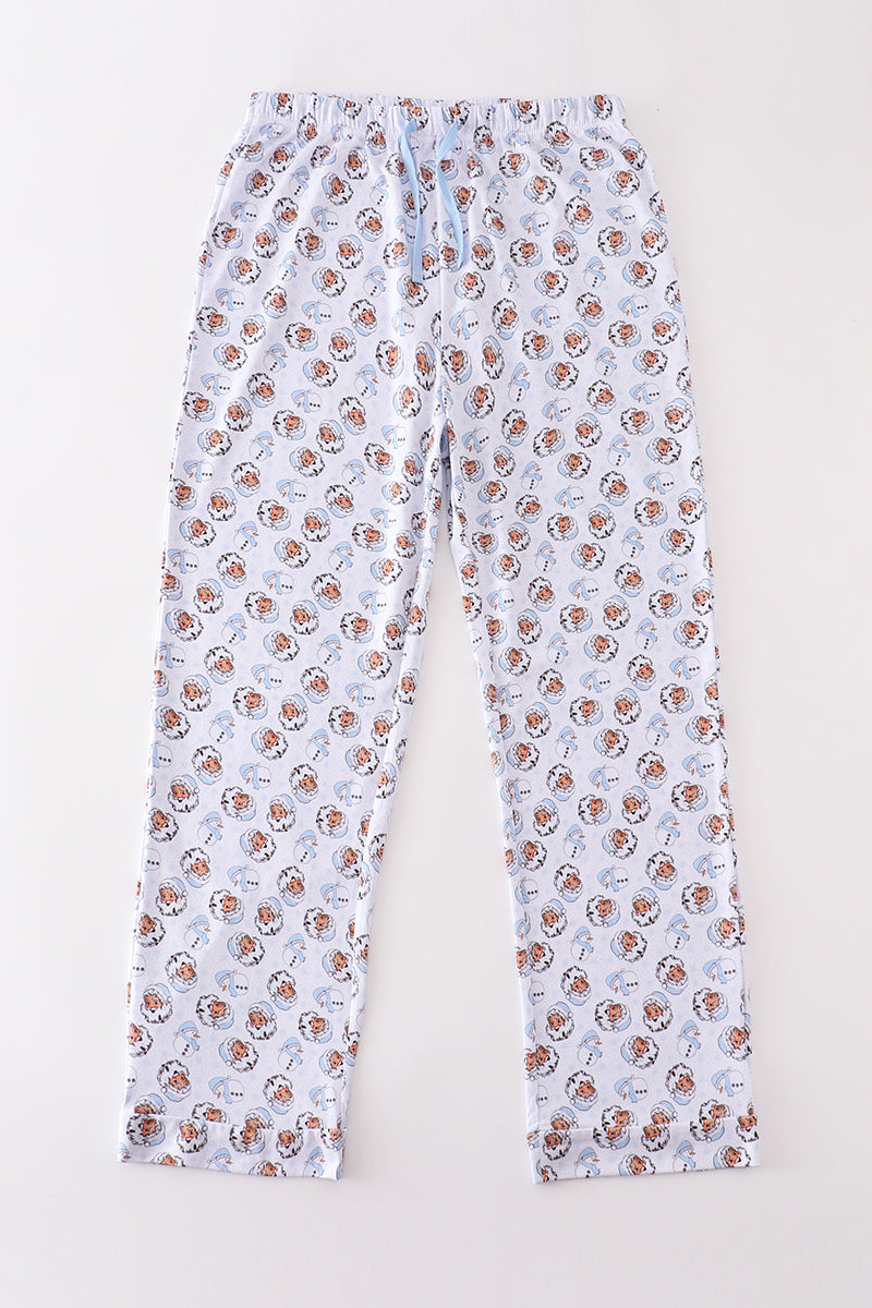 Blue Santa Print Men's Pajama Pants - Cozy Christmas Nights