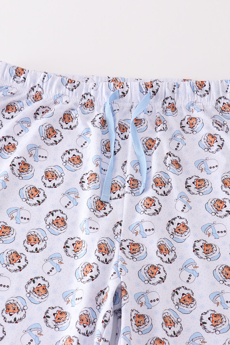 Blue Santa Print Men's Pajama Pants - Cozy Christmas Nights