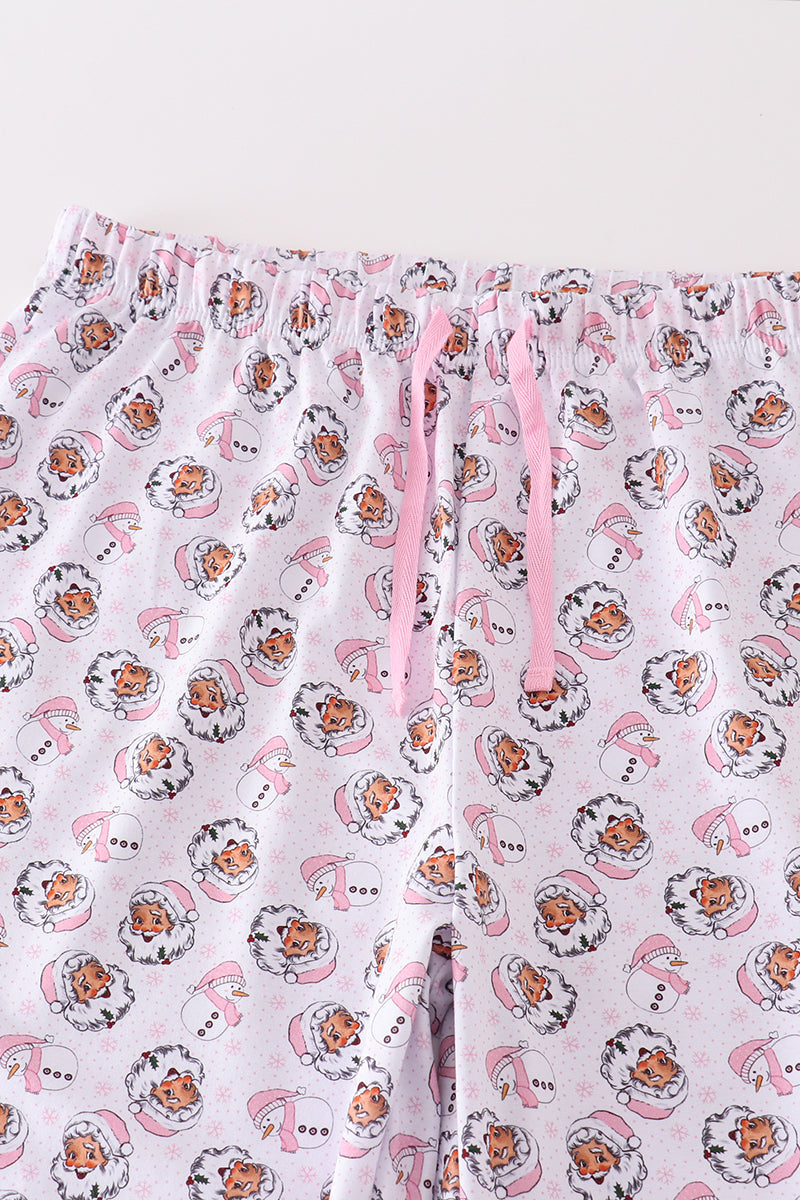 Pink Santa Print Women's Pajama Pants - Cozy Christmas Nights