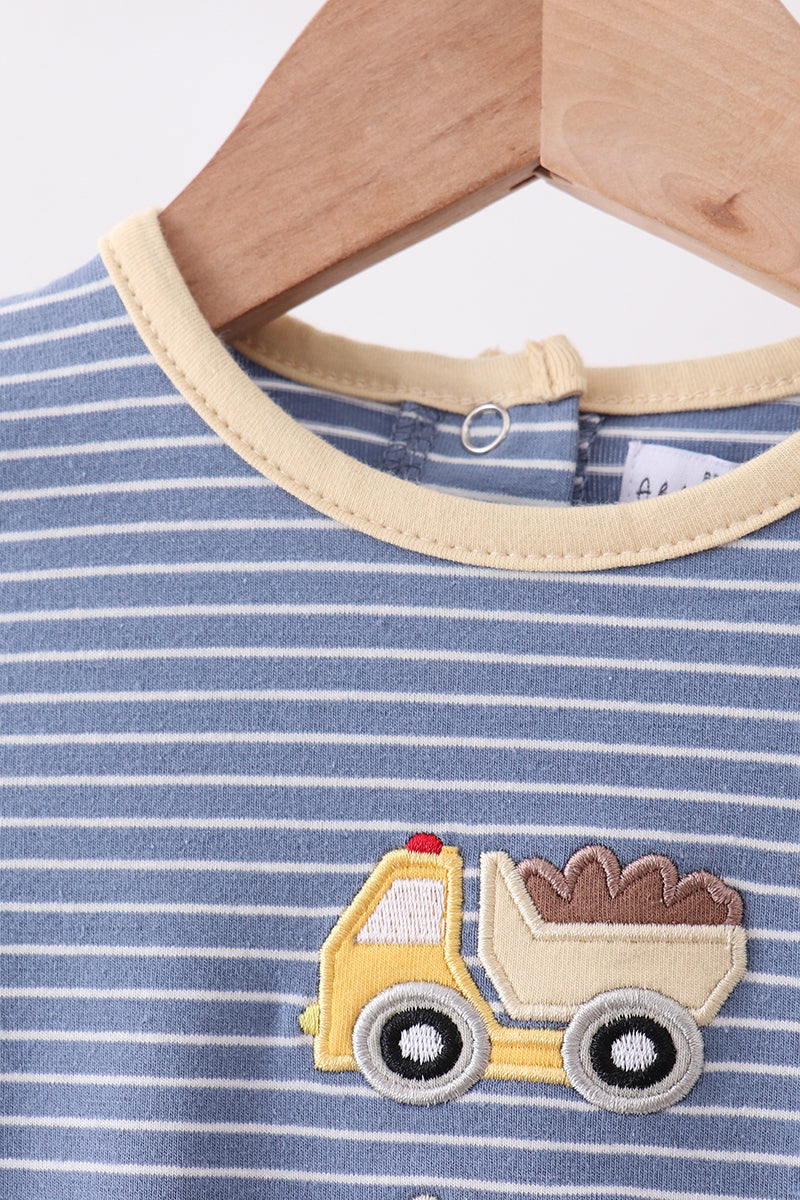 Blue Stripe Adventure Bubble Romper