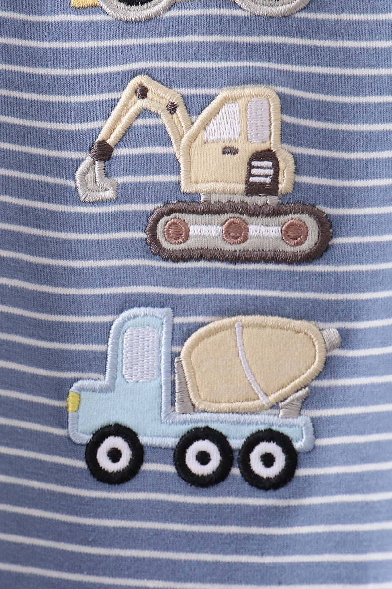 Blue Stripe Adventure Bubble Romper