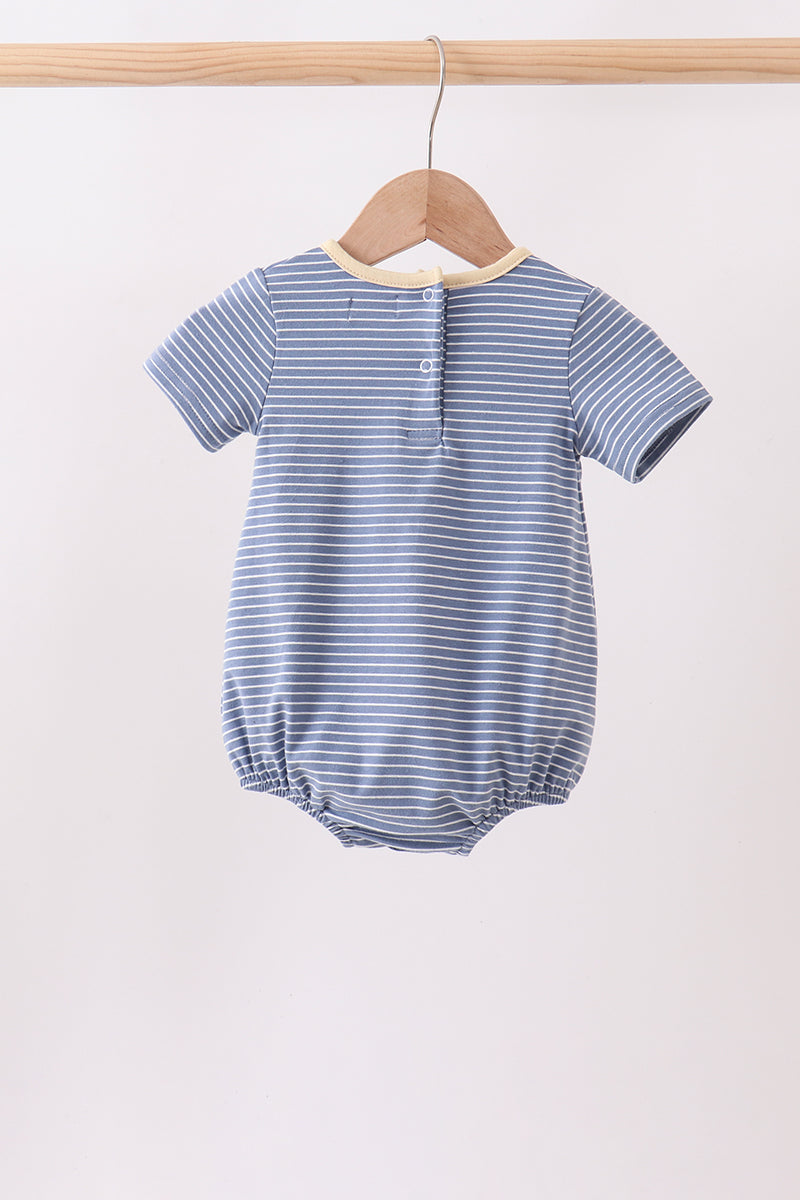 Blue Stripe Adventure Bubble Romper
