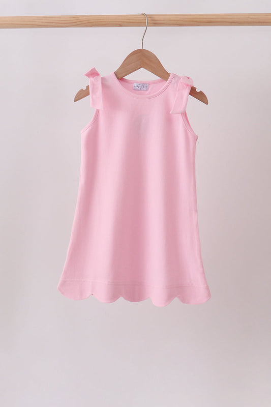 Pink Scalloped Bow Dress – Sweet & Feminine Girls Style
