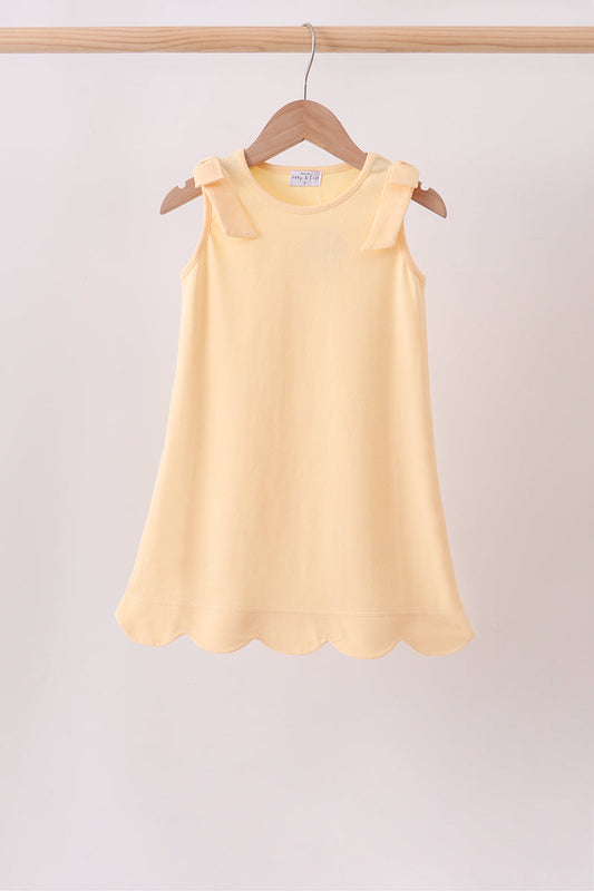 Buttercup Scalloped Bow Dress – Sweet Yellow Girls Dress
