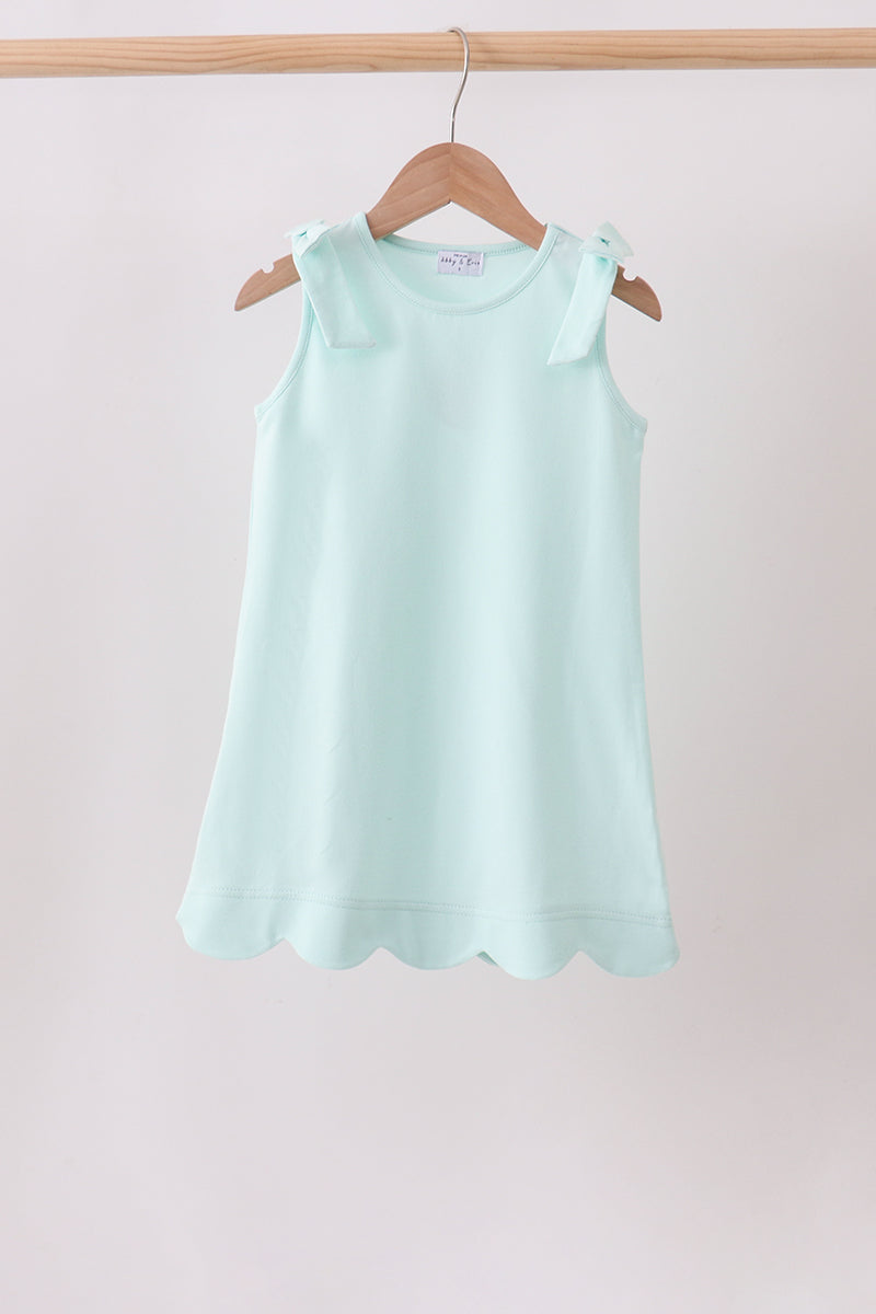 Mint Scalloped Bow Dress – Sweet & Feminine Girls Style