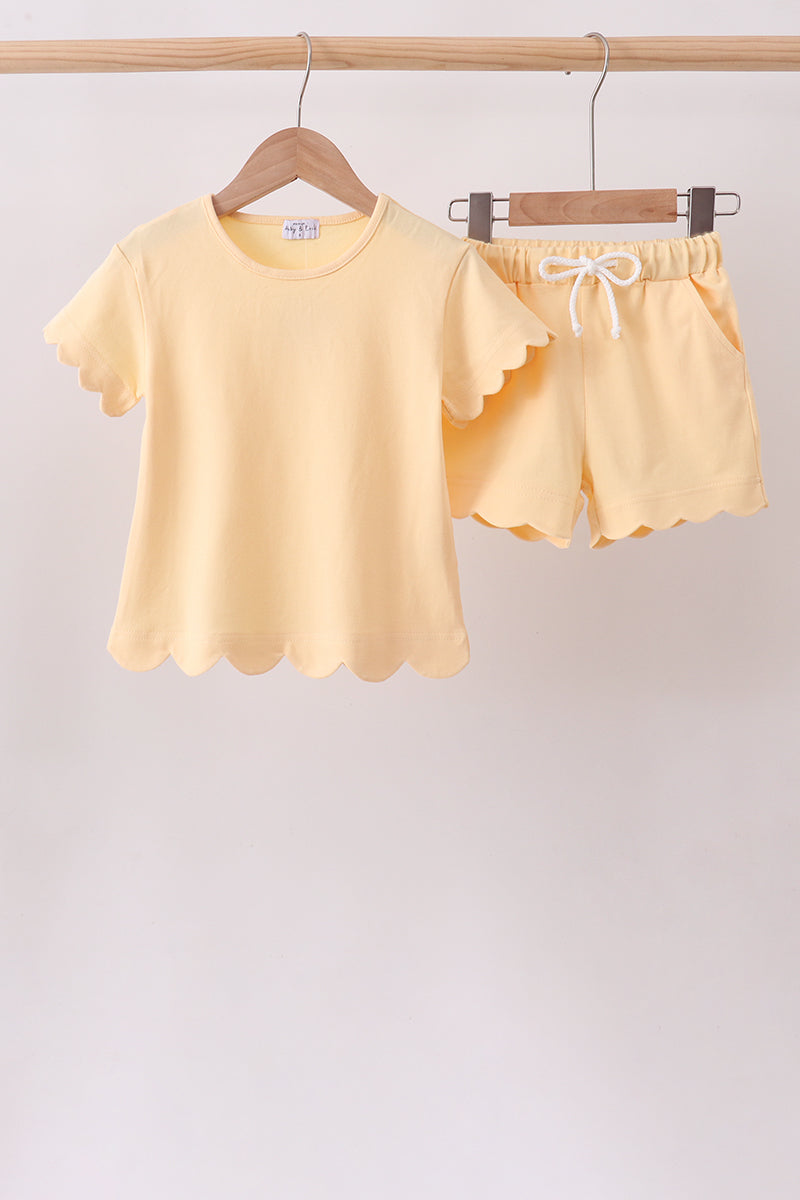 Buttercup Scalloped Shorts Set - Adorable Little Girl Summer Style