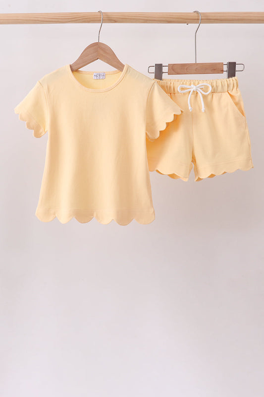 Buttercup Scalloped Shorts Set - Adorable Little Girl Summer Style