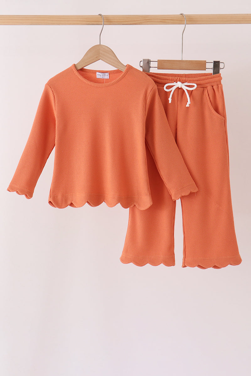 Terra-Cotta Scalloped Pants Set - Sweet Everyday Girl Style