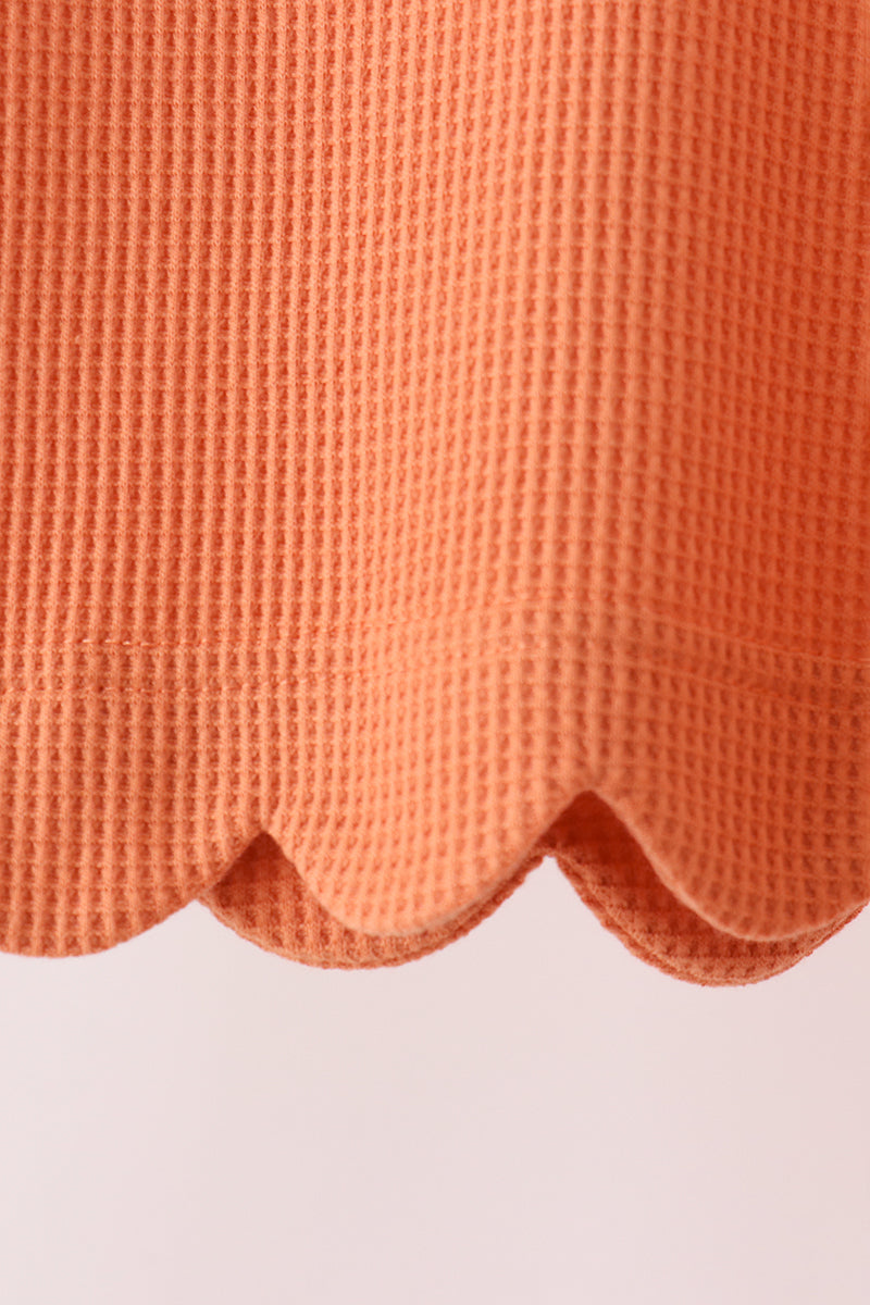 Terra-Cotta Scalloped Pants Set - Sweet Everyday Girl Style
