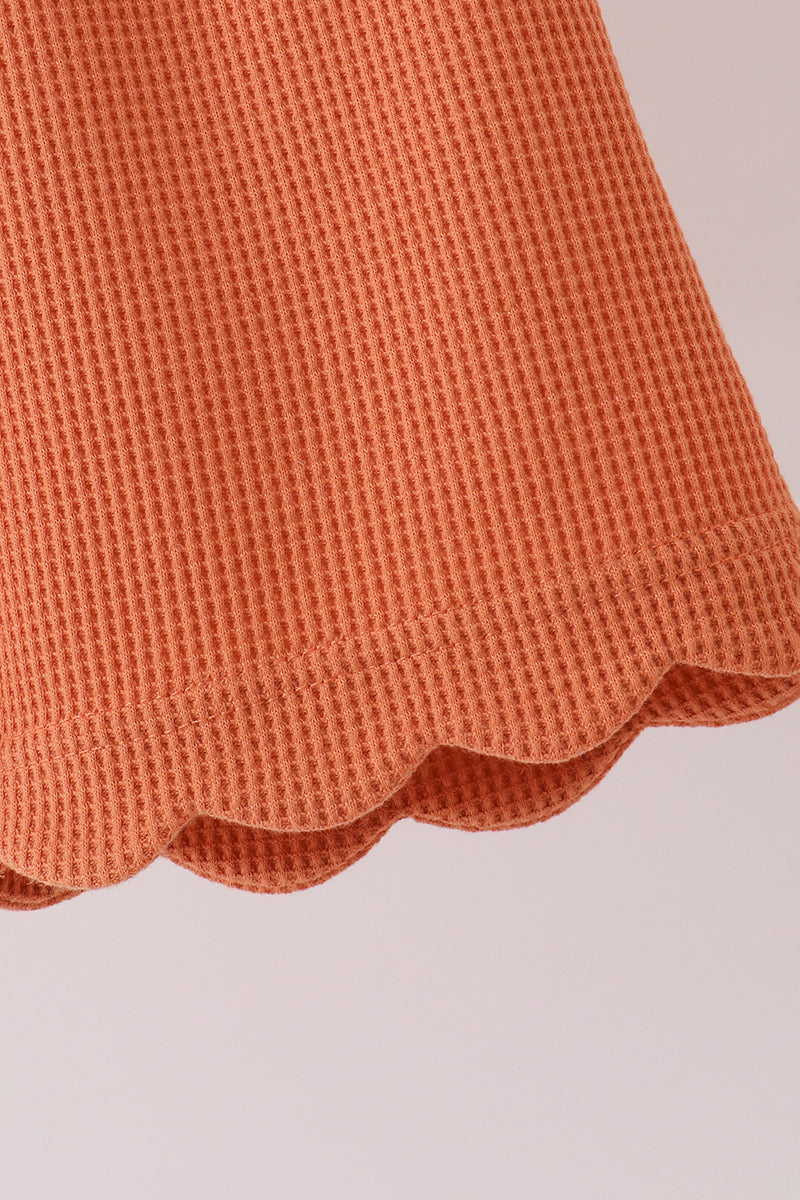 Terra-Cotta Scalloped Pants Set - Sweet Everyday Girl Style