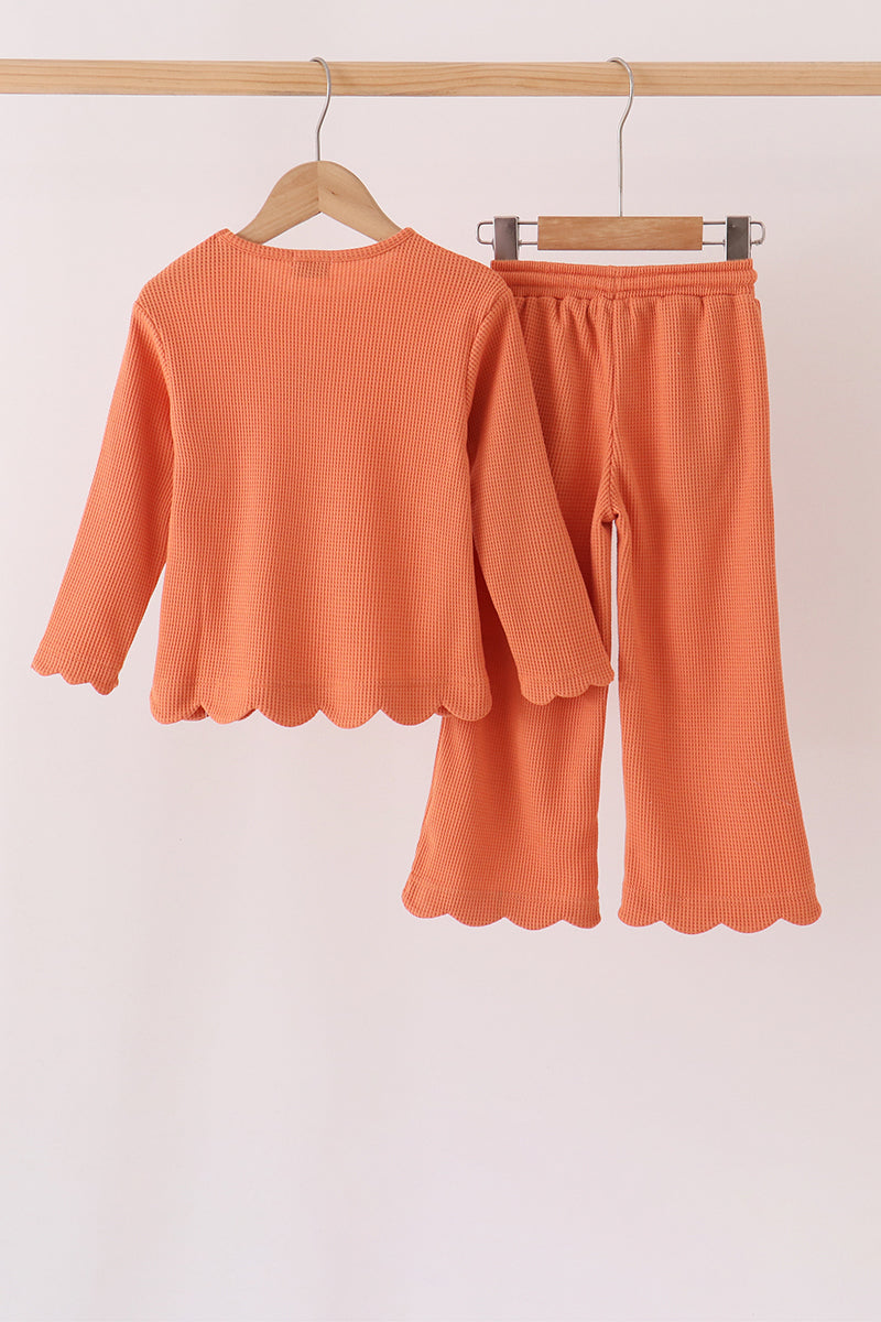 Terra-Cotta Scalloped Pants Set - Sweet Everyday Girl Style