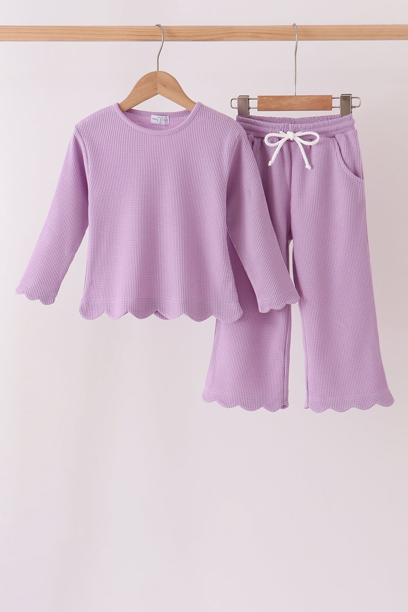 Lavender Scalloped Pants Set - Sweet Everyday Girl Style