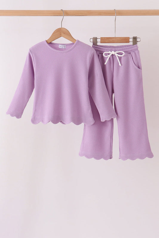 Lavender Scalloped Pants Set - Sweet Everyday Girl Style