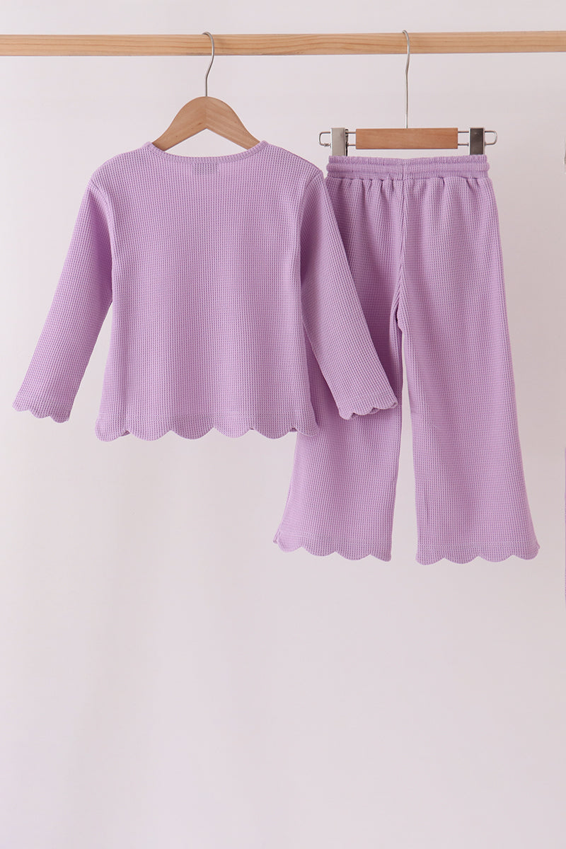 Lavender Scalloped Pants Set - Sweet Everyday Girl Style