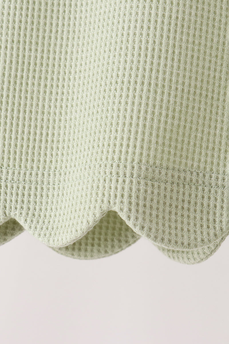 Green Scalloped Pants Set - Sweet Everyday Girl Style
