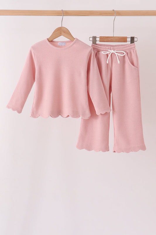 Pink Scalloped Pants Set - Sweet Everyday Girl Style