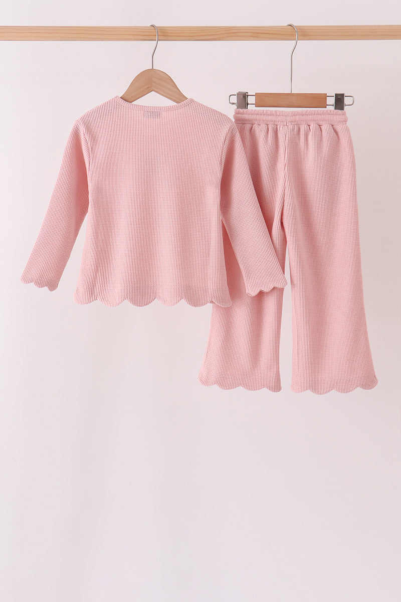 Pink Scalloped Pants Set - Sweet Everyday Girl Style